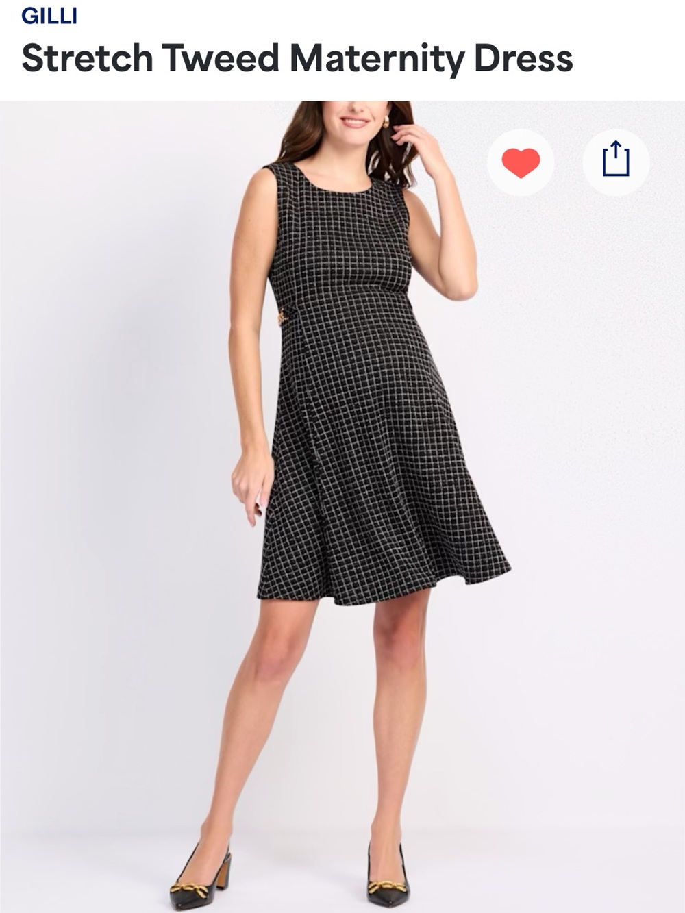 Gilli Black & White Check Tweed Maternity Dress